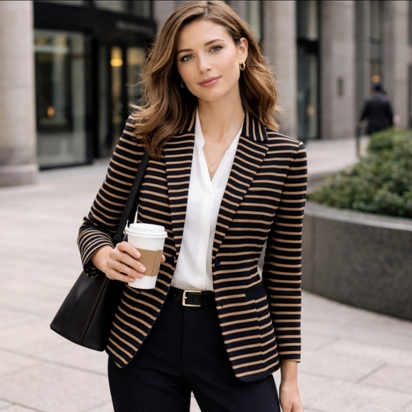 J. Crew Jackets & Blazers - J. Crew women's fall nautical preppy academia blazer notched collar striped S